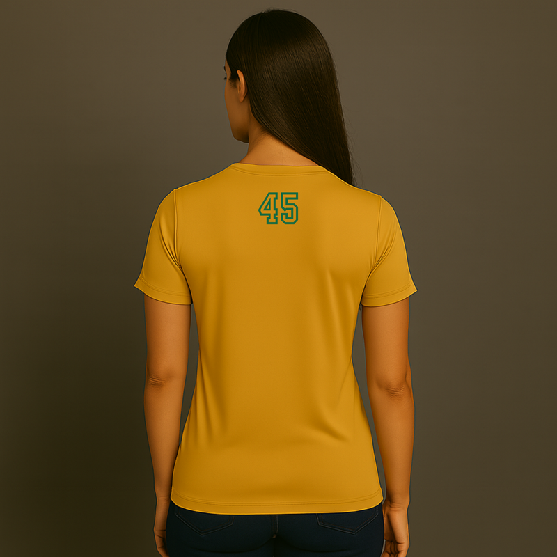 SLU Women's Lacrosse V Neck  Oxymesh Gold Tee Shirt (Saint Leo Collection)